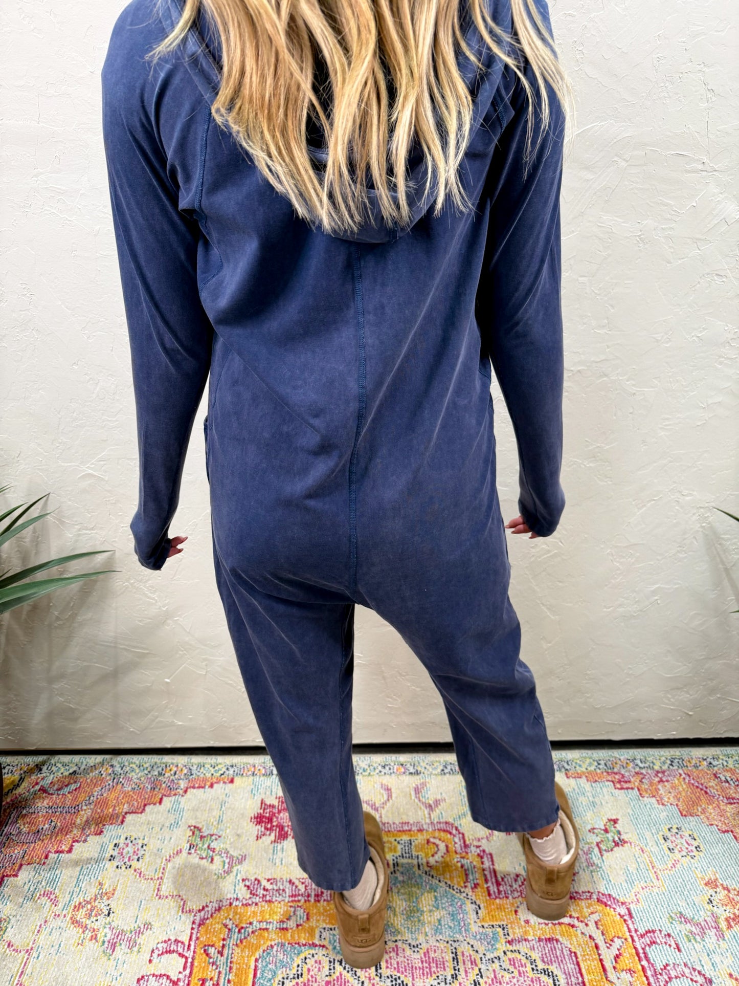 Free People: Hot Shot Long Sleeve Onesie - Midnight Navy