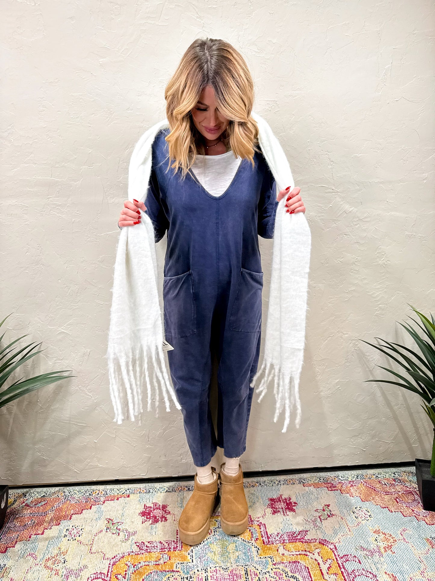 Free People: Hot Shot Long Sleeve Onesie - Midnight Navy