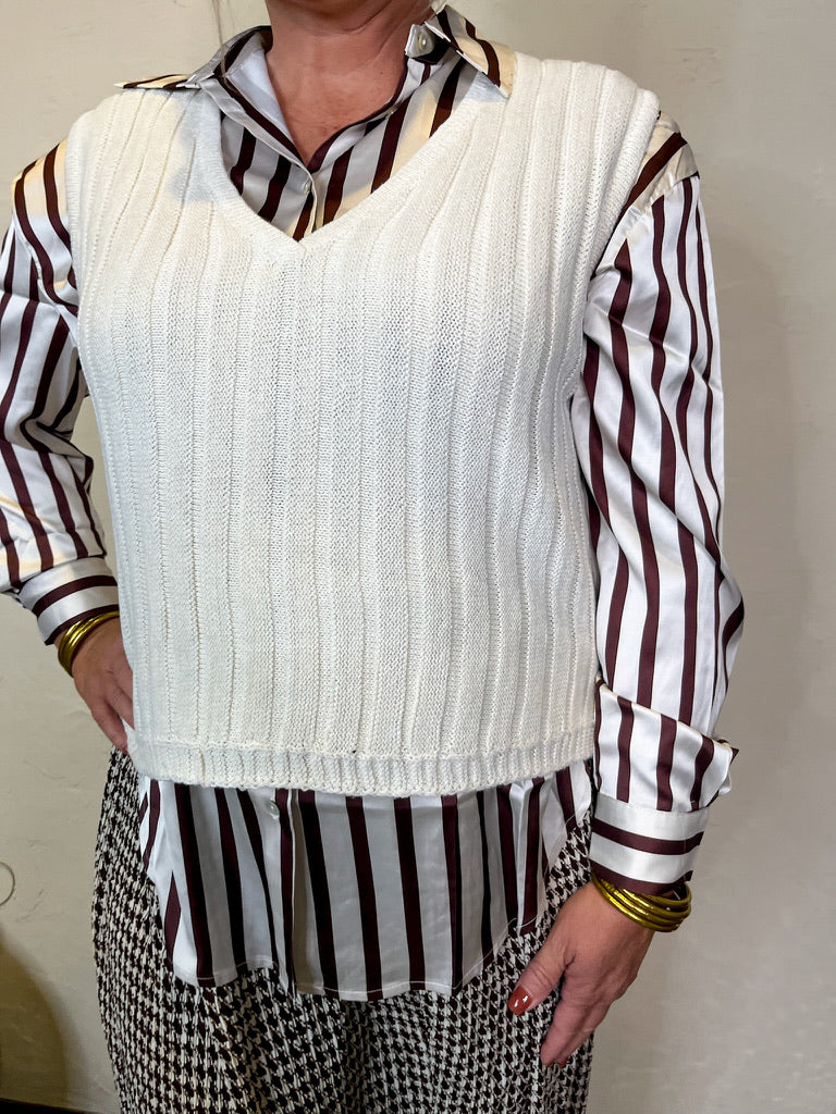 Ivy League Sweater Vest - Ivory