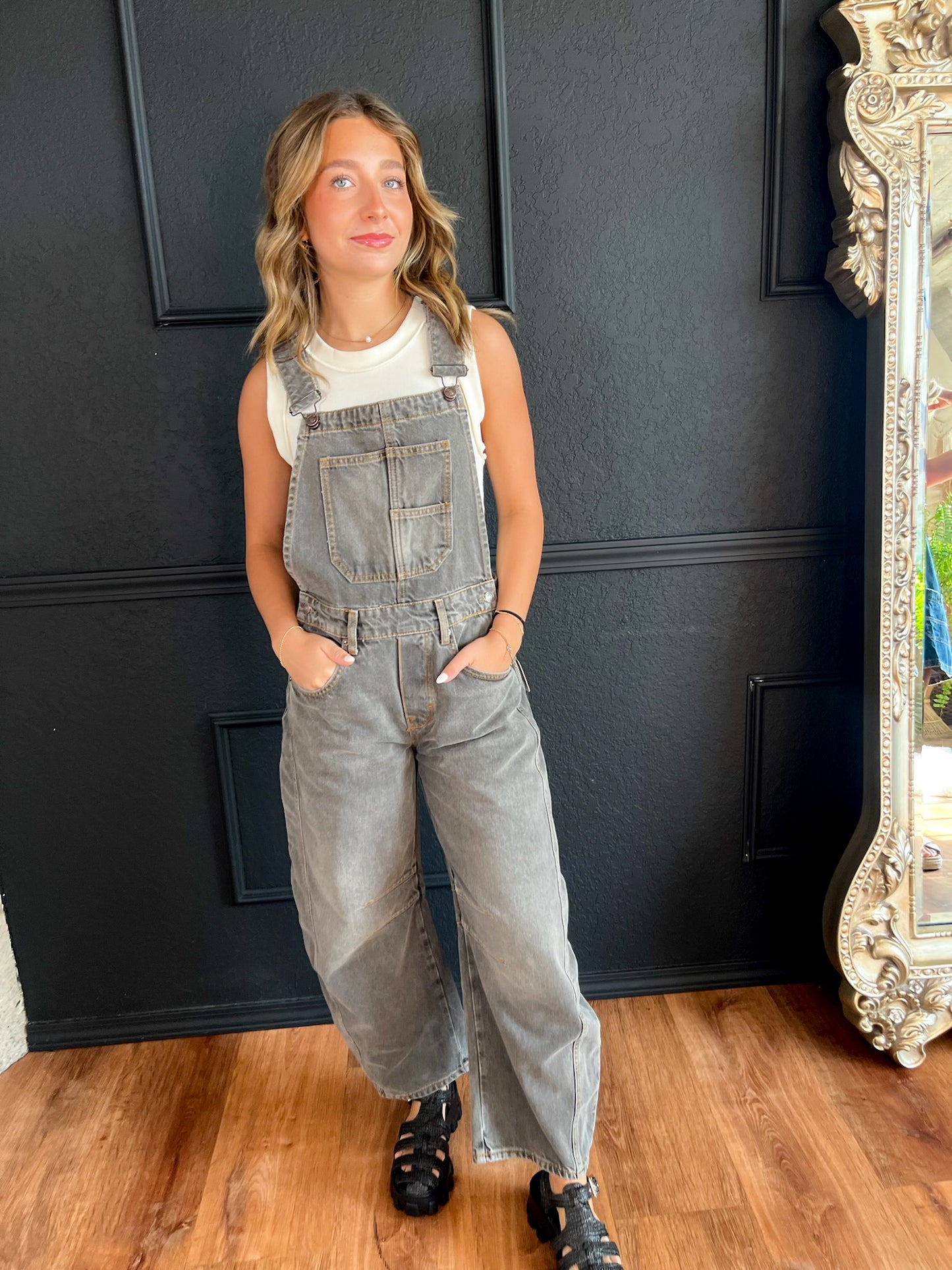 Free People: Good Luck Overall - Archive Gray - Revel Boutique