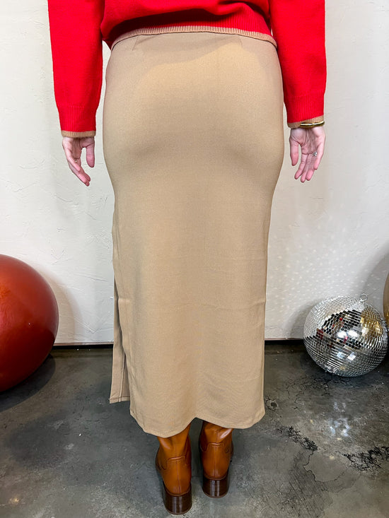 Soho Knit Midi Skirt - Camel