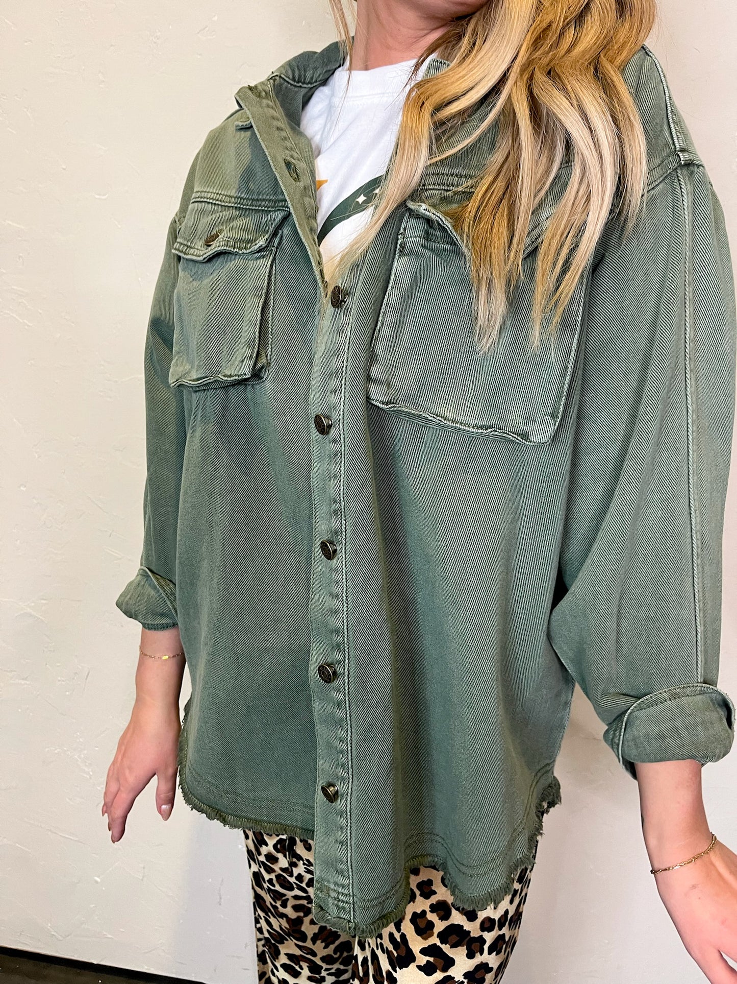 Off Duty Oversized Shacket - Olive