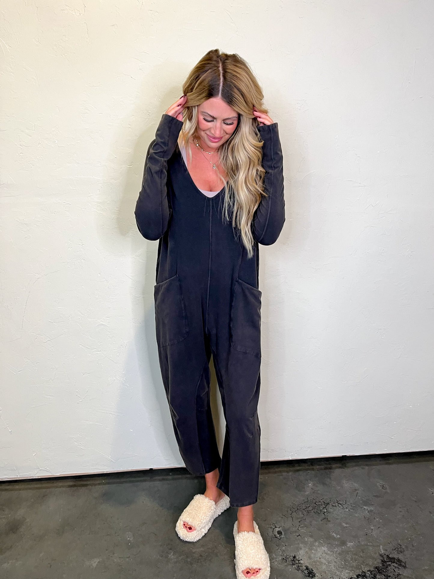 Free People: Hot Shot Long Sleeve Onesie - Black