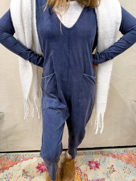 Free People: Hot Shot Long Sleeve Onesie - Midnight Navy