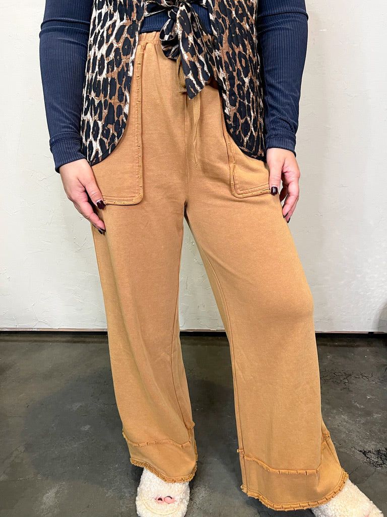 Lazy Day Chic Wide Leg Pants - Camel