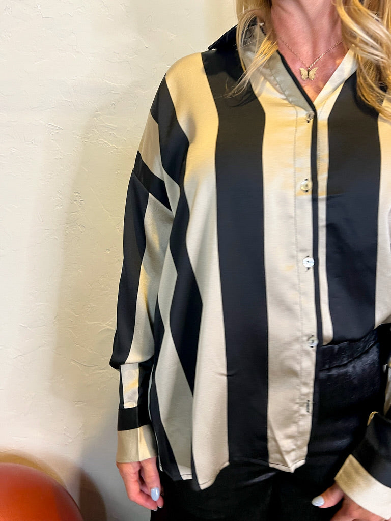 Delia Striped Satin Top