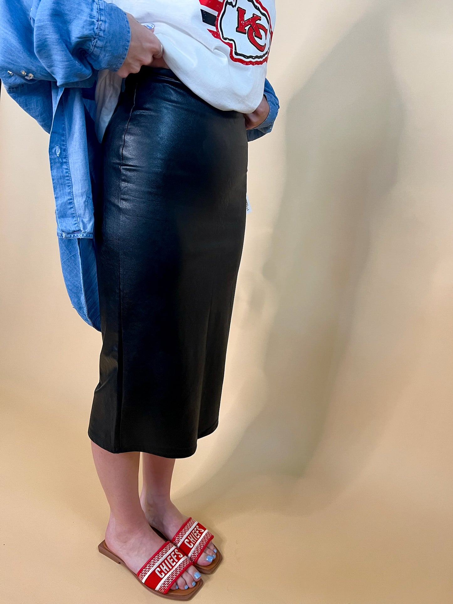 Faux leather midi skirt commando best sale