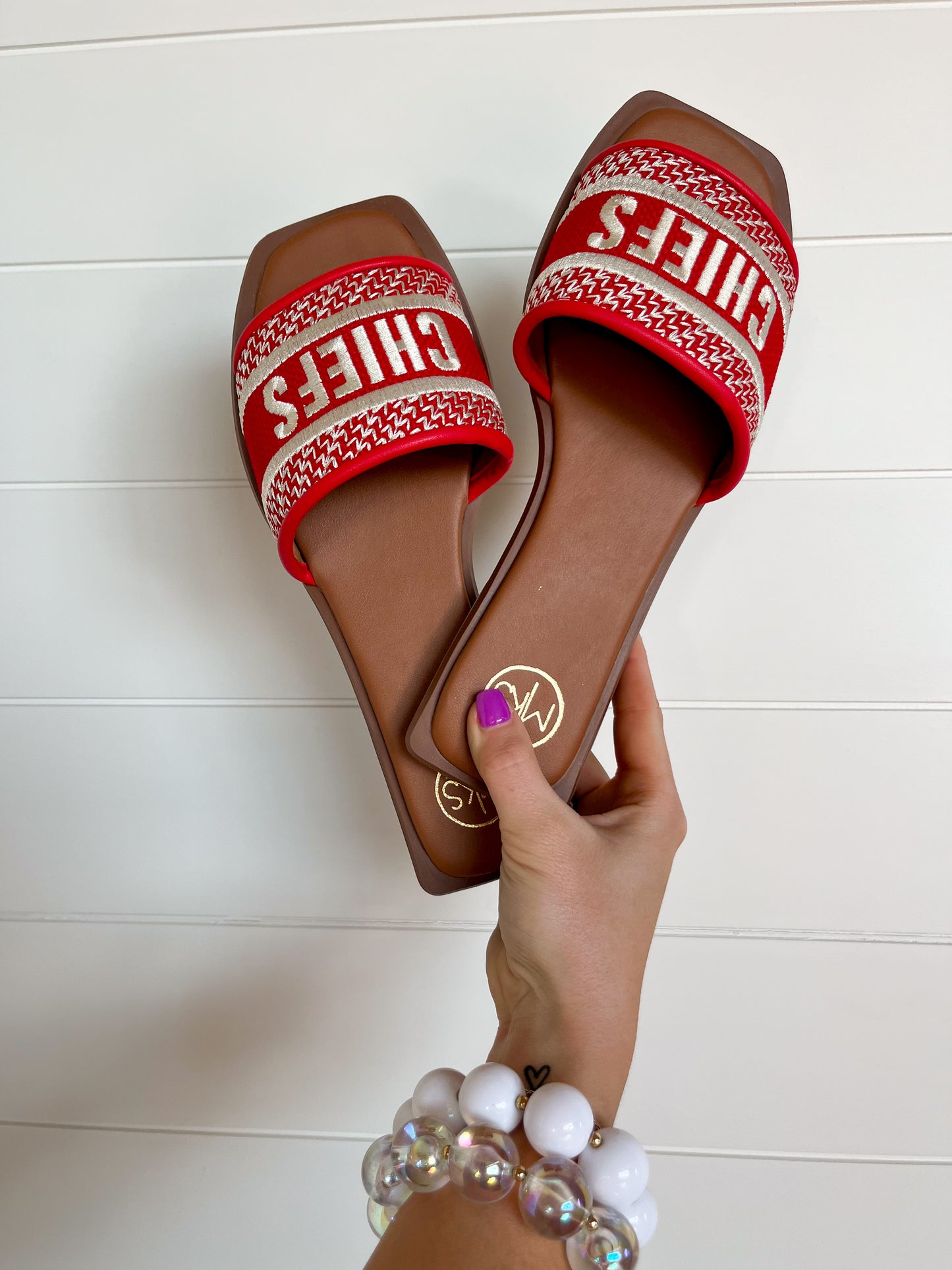 Go Chiefs Embroidered Sandals - Revel Boutique