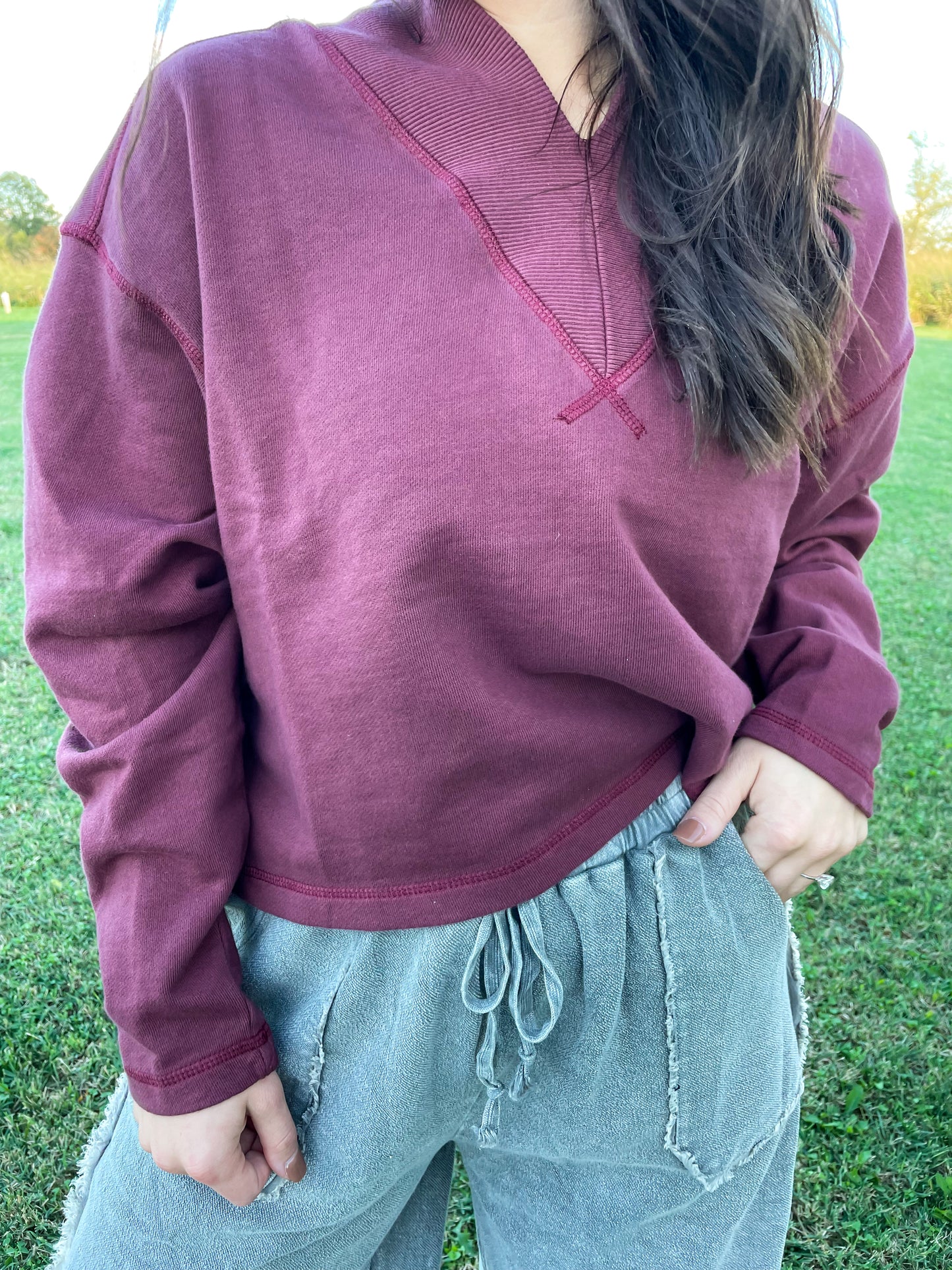 Free People: Moonstruck Pullover - Oxblood - Revel Boutique