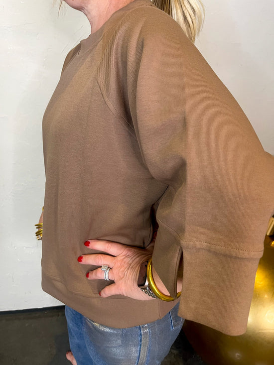 Shea Raglan 3/4 Sleeve Pullover - Brown