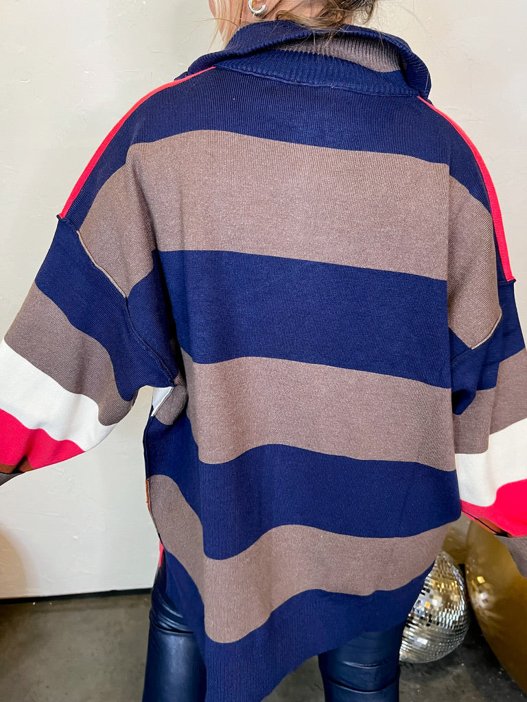 Massachusetts Stripe 1/4 Zip Pullover