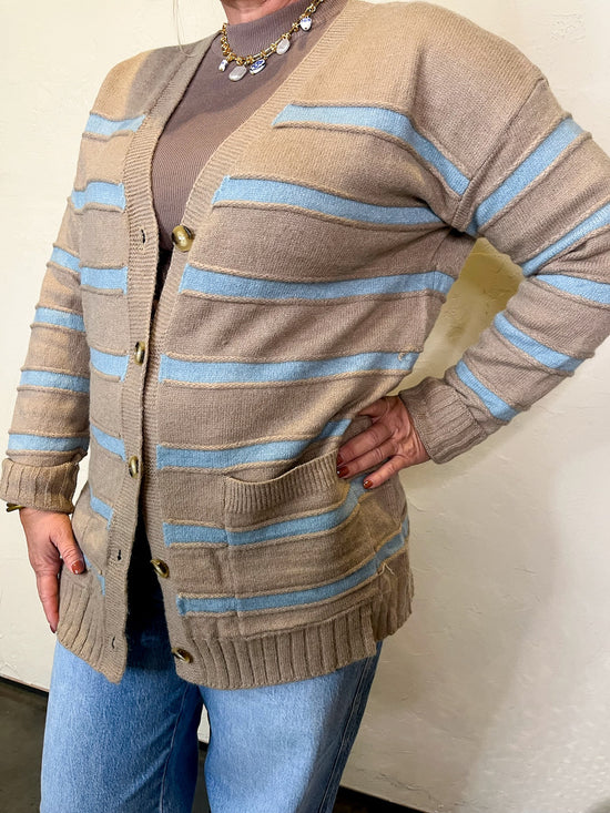 Stripe On It Cardigan - Taupe