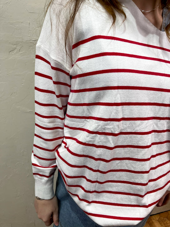 Happy Now Sweater - Ivory/Red