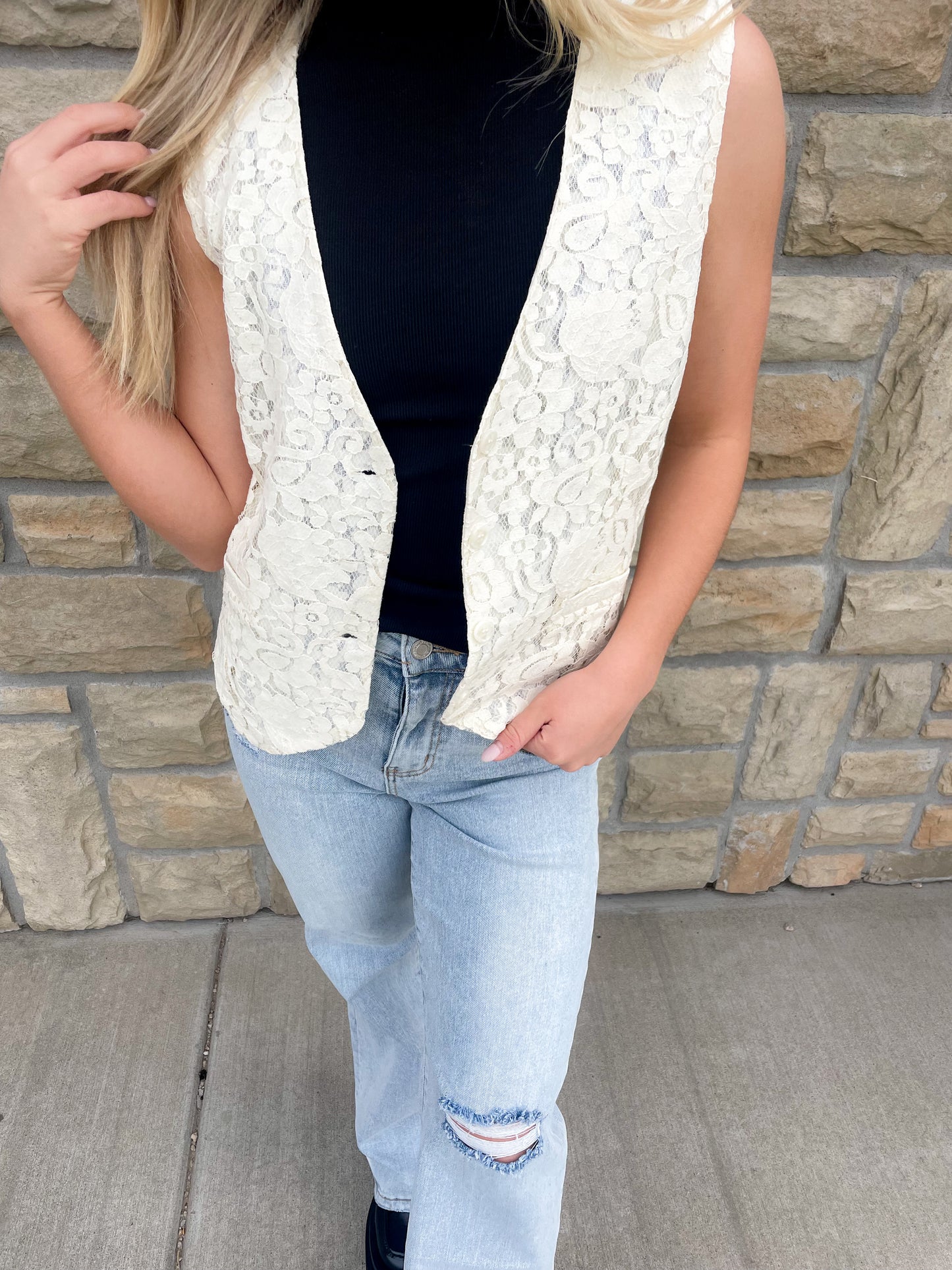 Forevermore Lace Vest - Revel Boutique