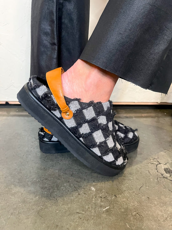 Quinn Checkerboard Clog - Black