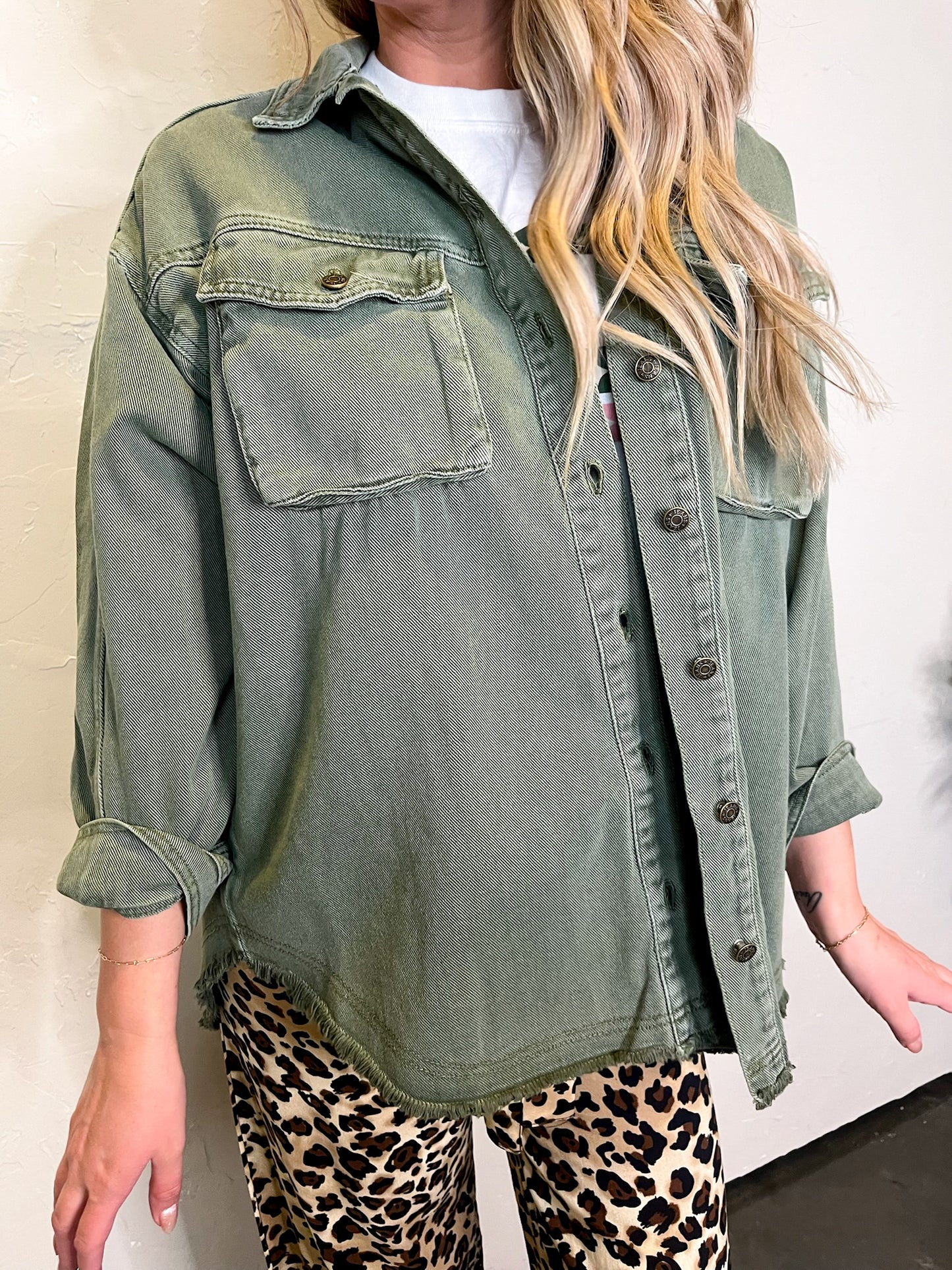 Off Duty Oversized Shacket - Olive