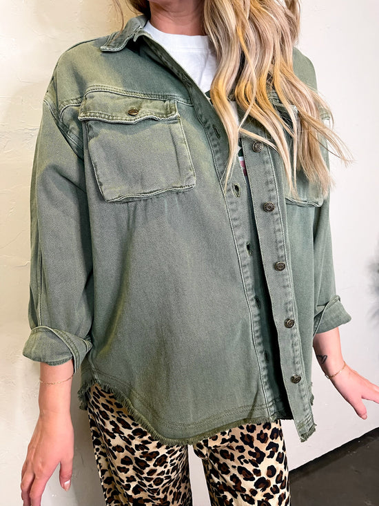 Off Duty Oversized Shacket - Olive