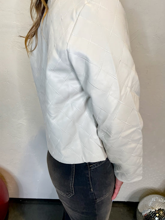 Crawford Quilted Faux Leather Jacket - Ivory