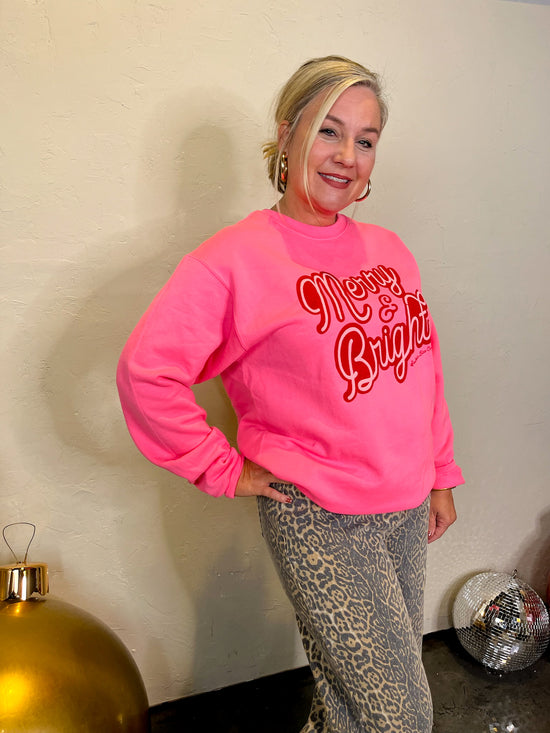 Merry & Bright Hot Pink Sweatshirt