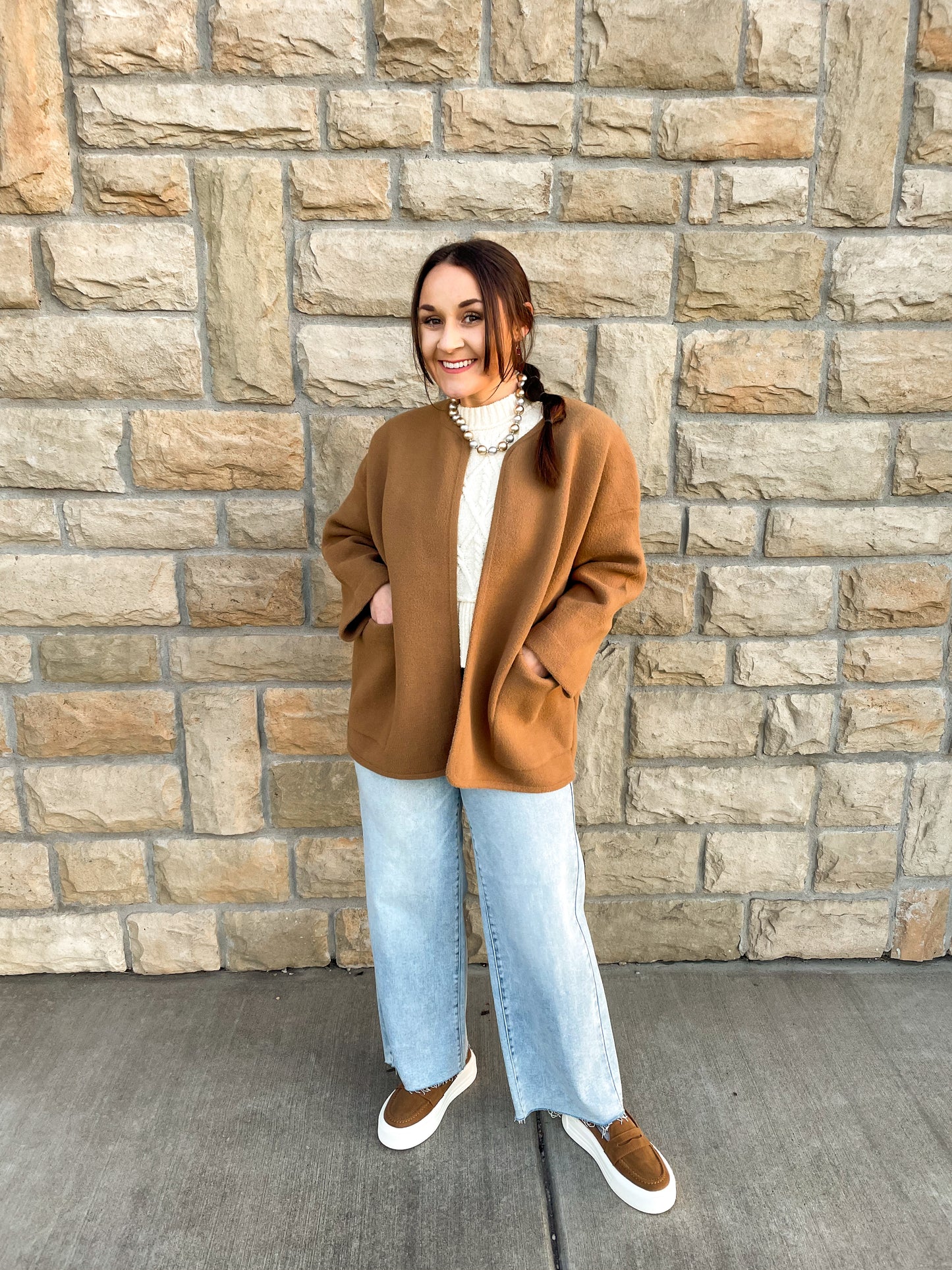 Jackie Plush Jacket Sweater-Camel - Revel Boutique