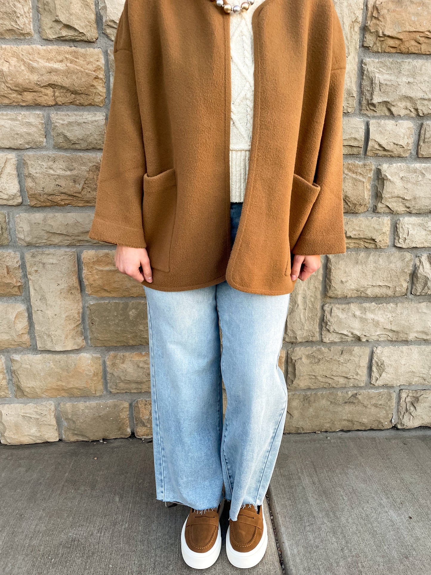 Jackie Plush Jacket Sweater-Camel - Revel Boutique