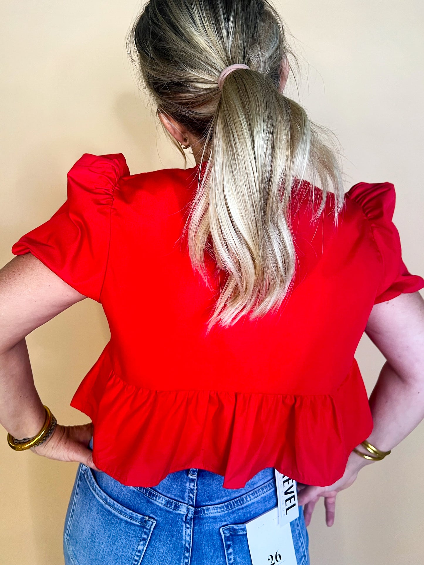 Kaia Bow Tie Top - Red - Revel Boutique