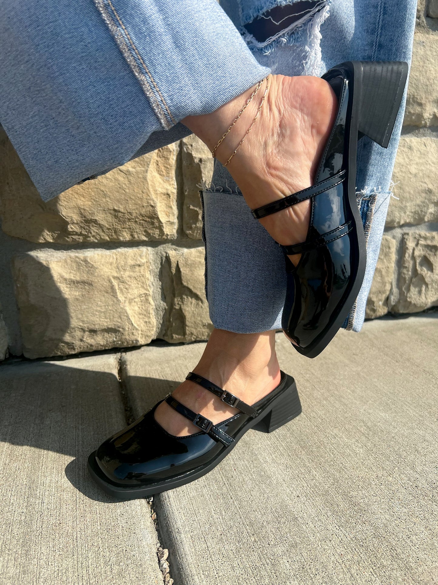 Aquarius Patent Mules - Black - Revel Boutique