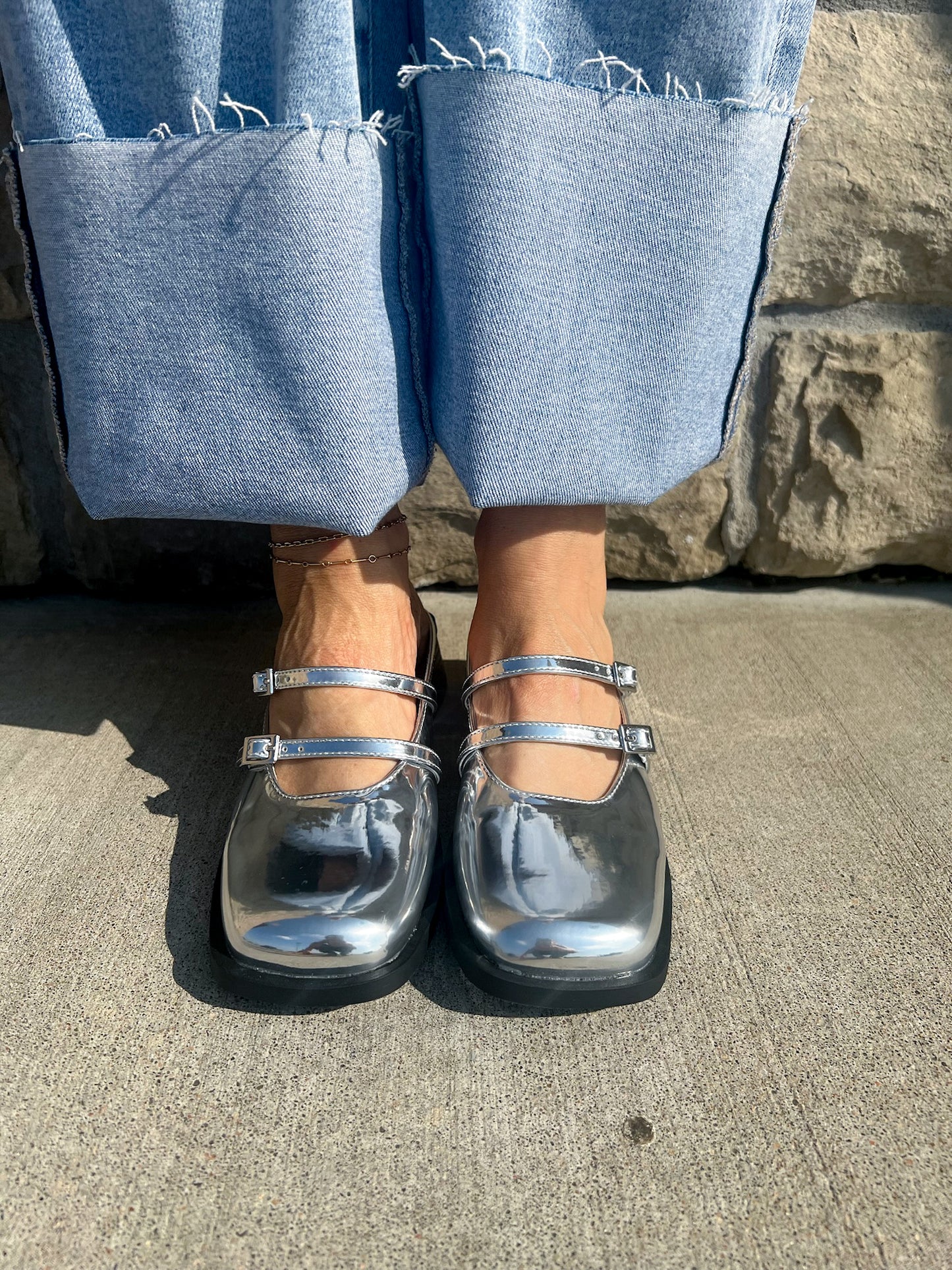 Aquarius Patent Mules - Silver