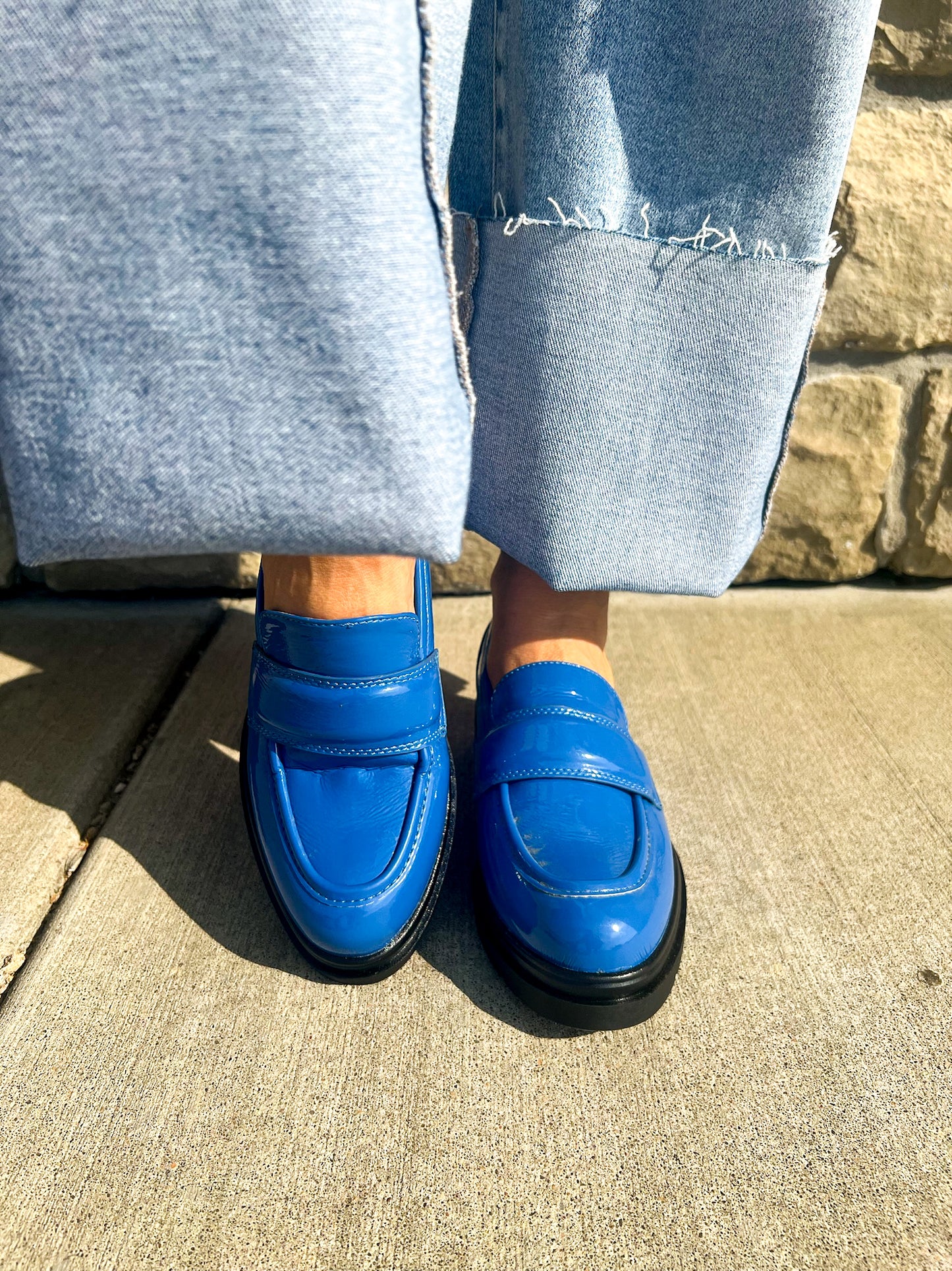 Bradshaw Patent Loafer - Blue - Revel Boutique