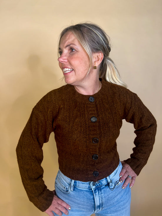 Fireside Cable Cardi - Brown