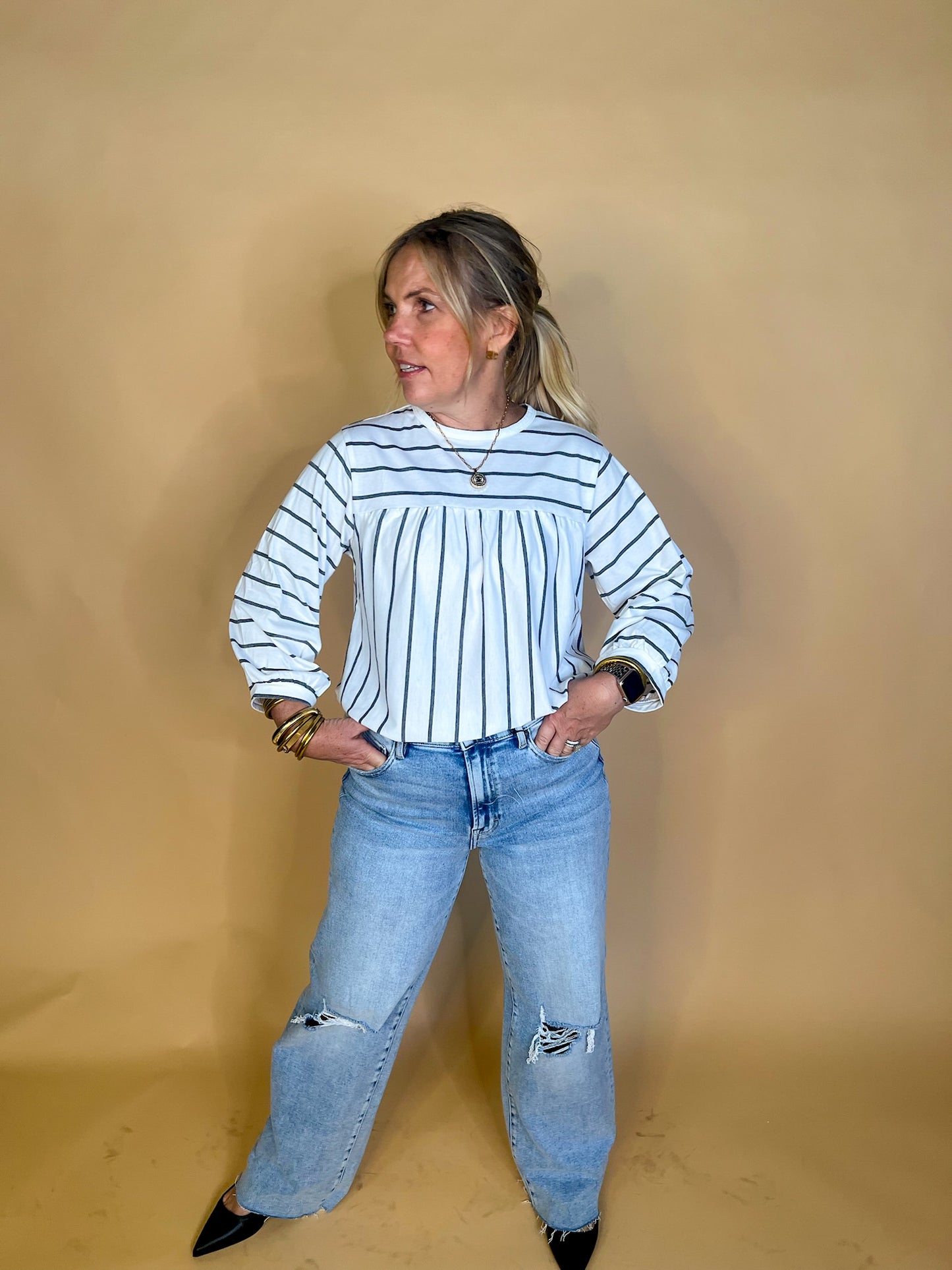 Willow Striped Blouse - White