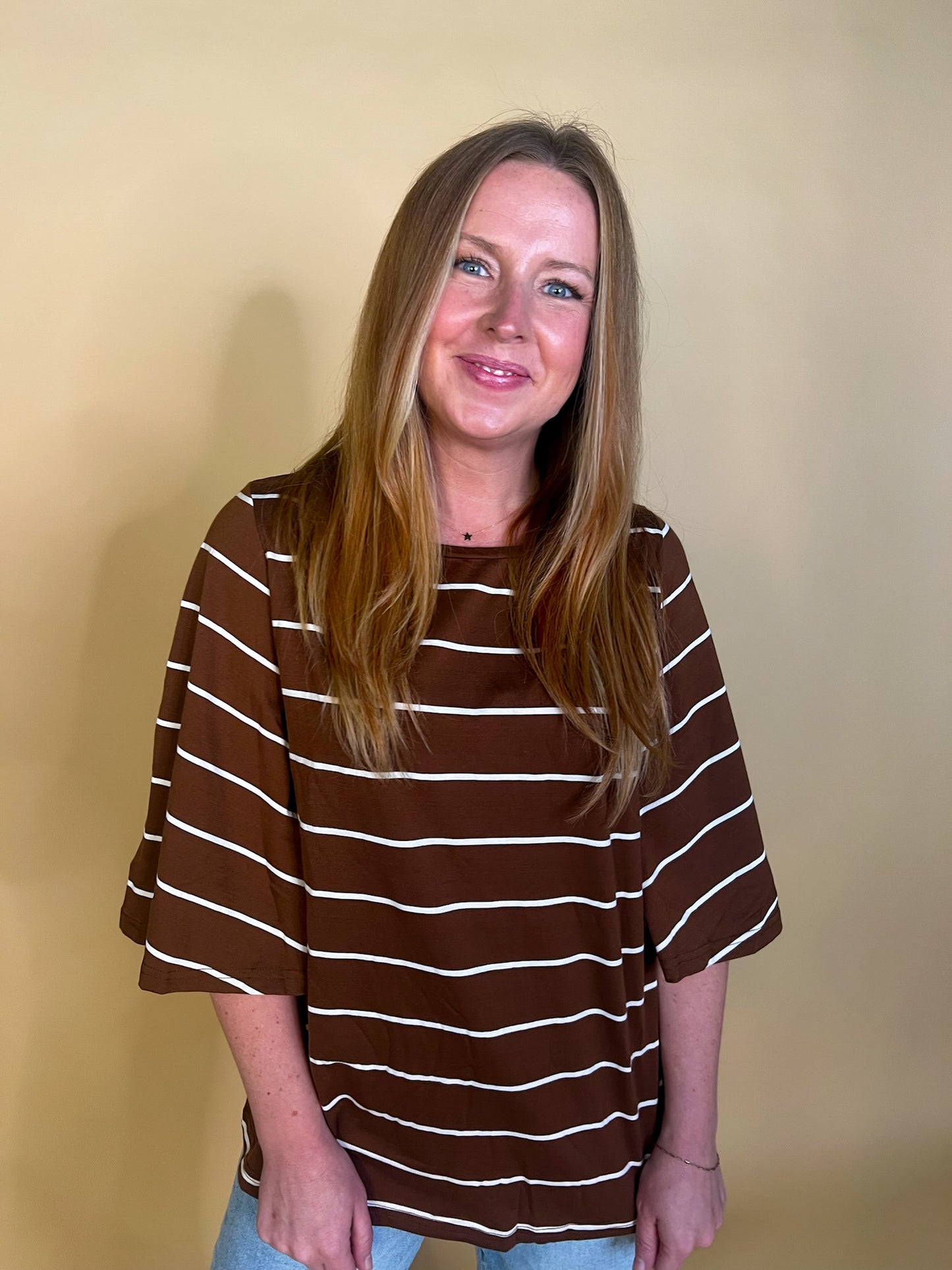 Always Austin Striped Top - Brown - Revel Boutique