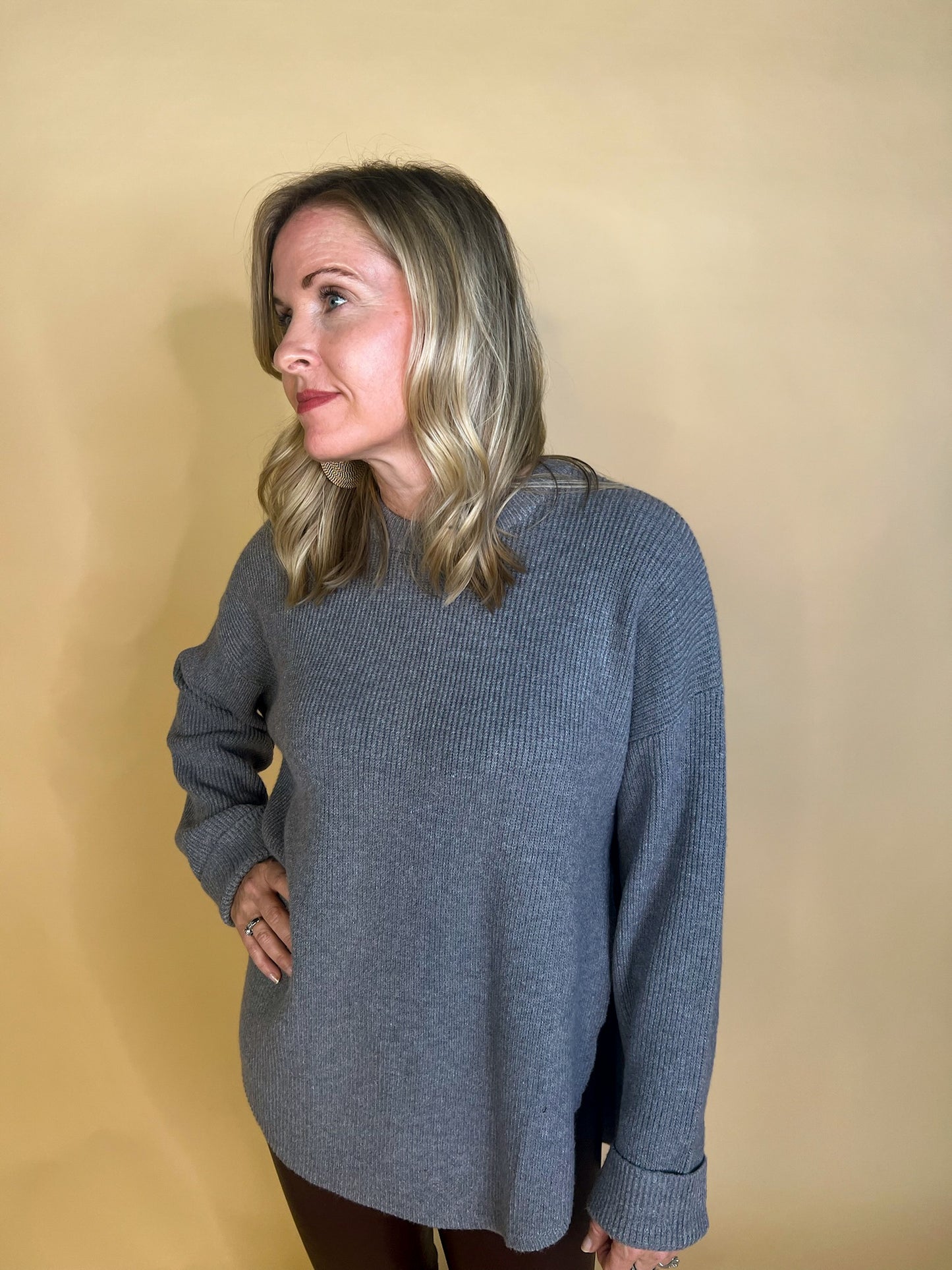 Day In Day Out Sweater - Gray - Revel Boutique