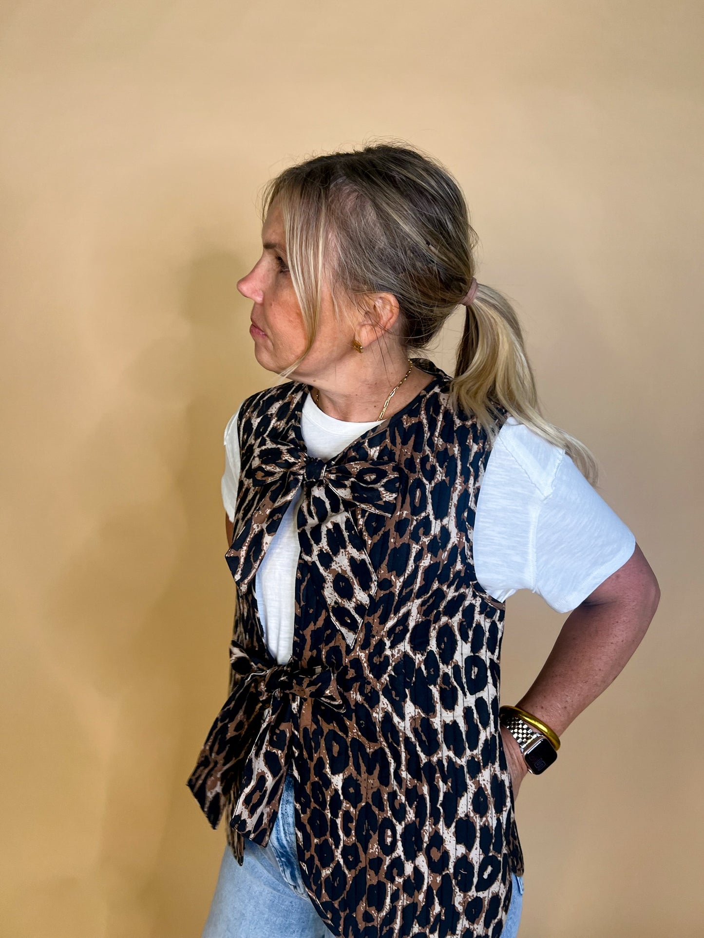 En Vogue Tie Vest - Leopard