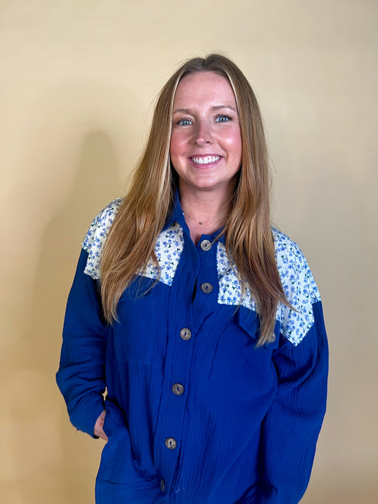 Knoxville Western Blouse - Blue - Revel Boutique