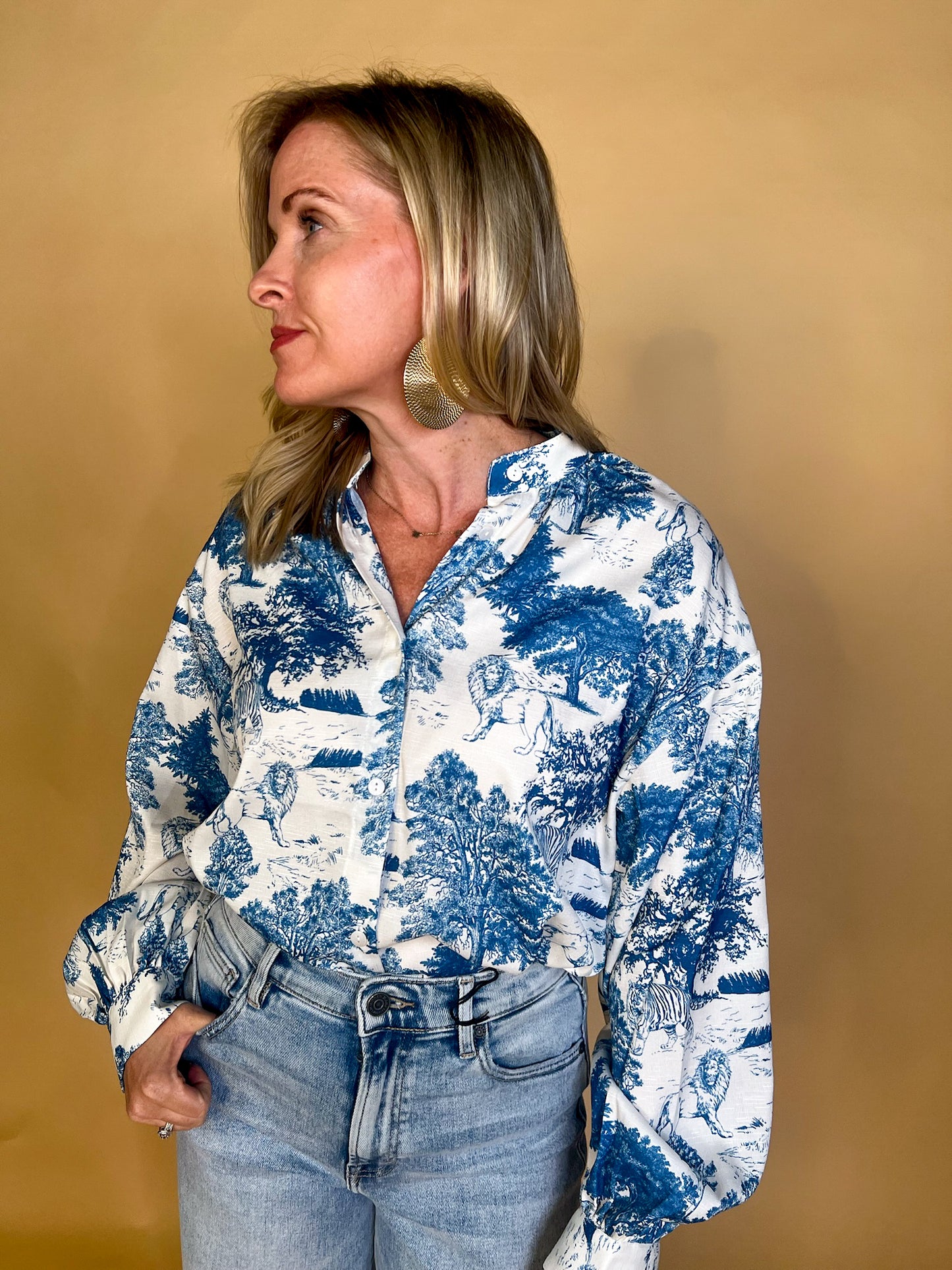 European Getaway Toile Top - Blue - Revel Boutique