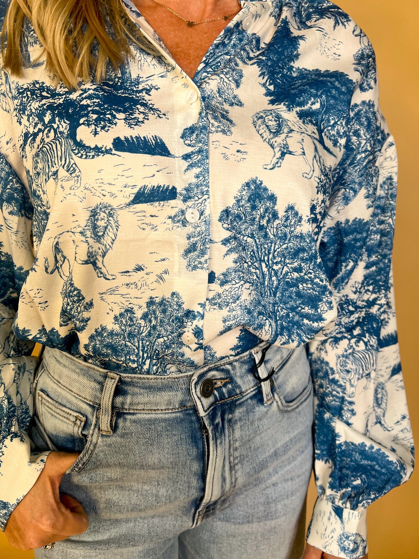 European Getaway Toile Top - Blue - Revel Boutique