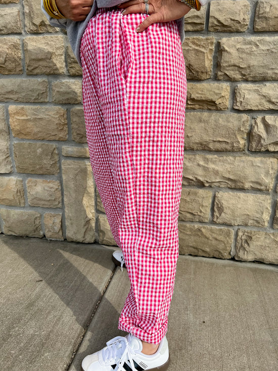 Team Captain Gingham Pants - Red - Revel Boutique