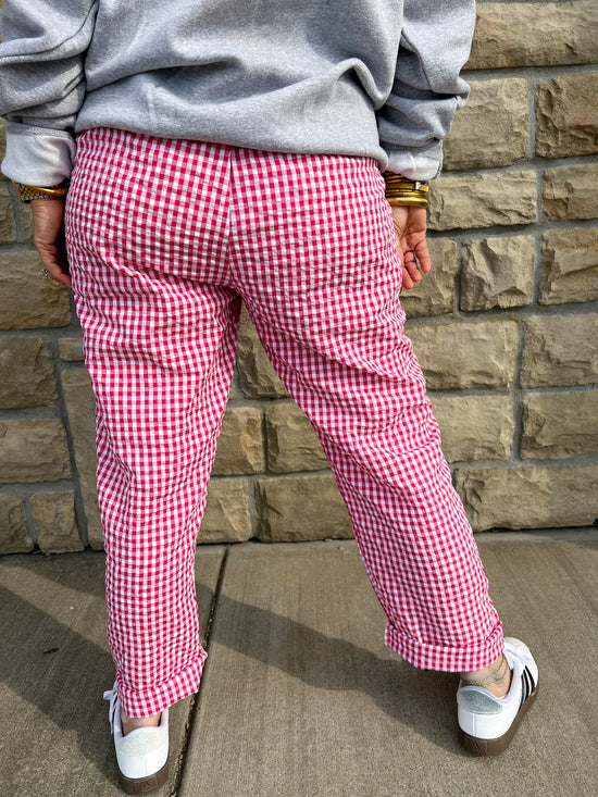 Team Captain Gingham Pants - Red - Revel Boutique