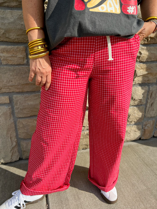 Karma Drawstring Pants - Red - Revel Boutique