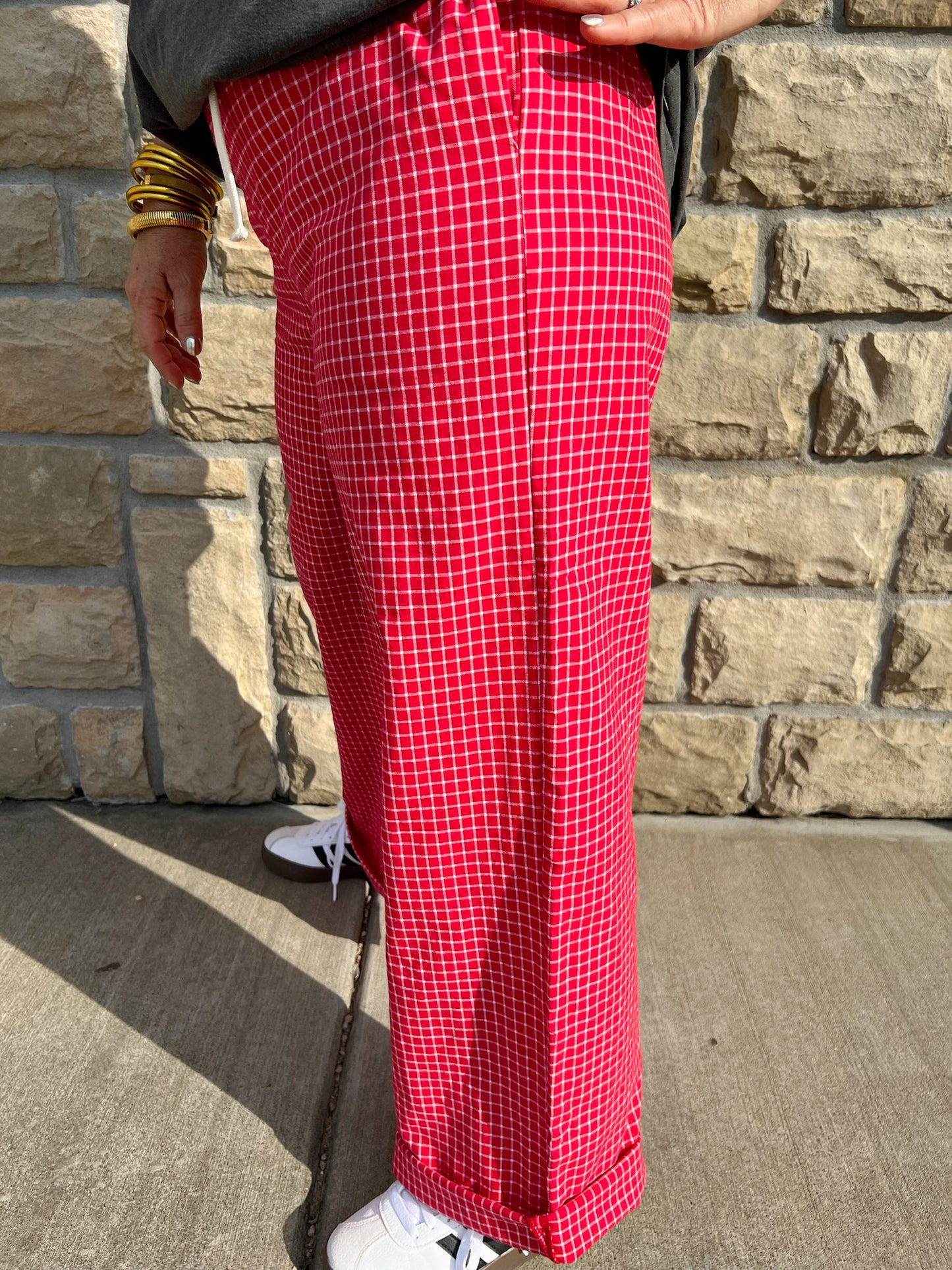 Karma Drawstring Pants - Red - Revel Boutique