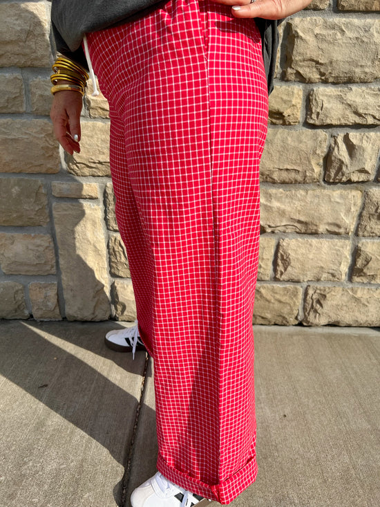 Karma Drawstring Pants - Red - Revel Boutique