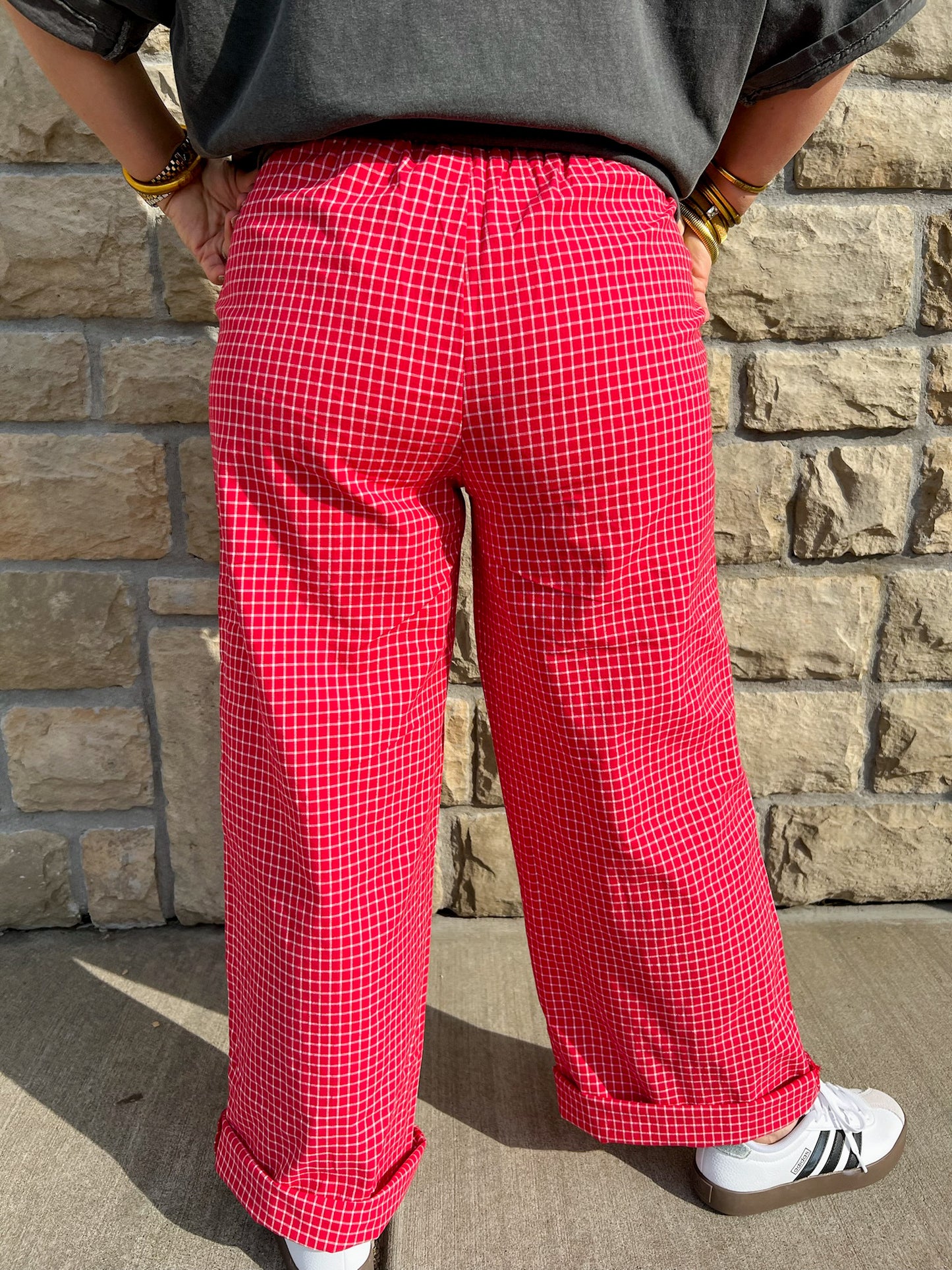 Karma Drawstring Pants - Red - Revel Boutique