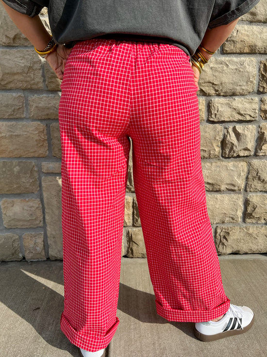 Karma Drawstring Pants - Red - Revel Boutique