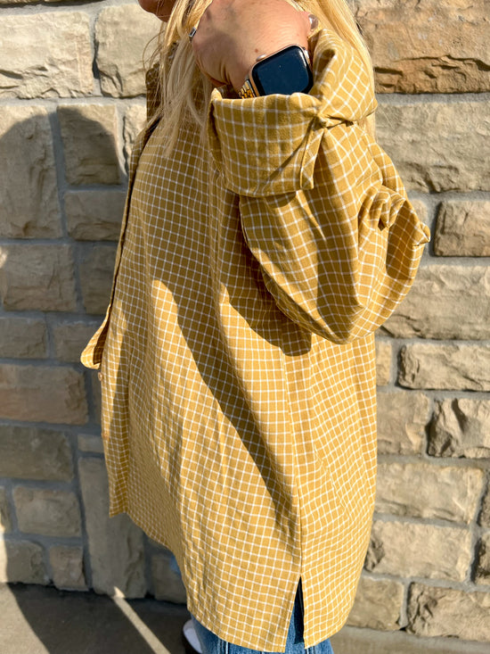 Karma Check Shirt - Mustard - Revel Boutique