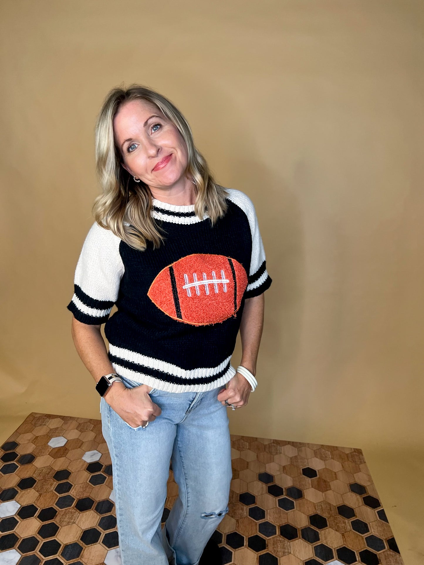 Punt Princess Football Sweater - Black - Revel Boutique