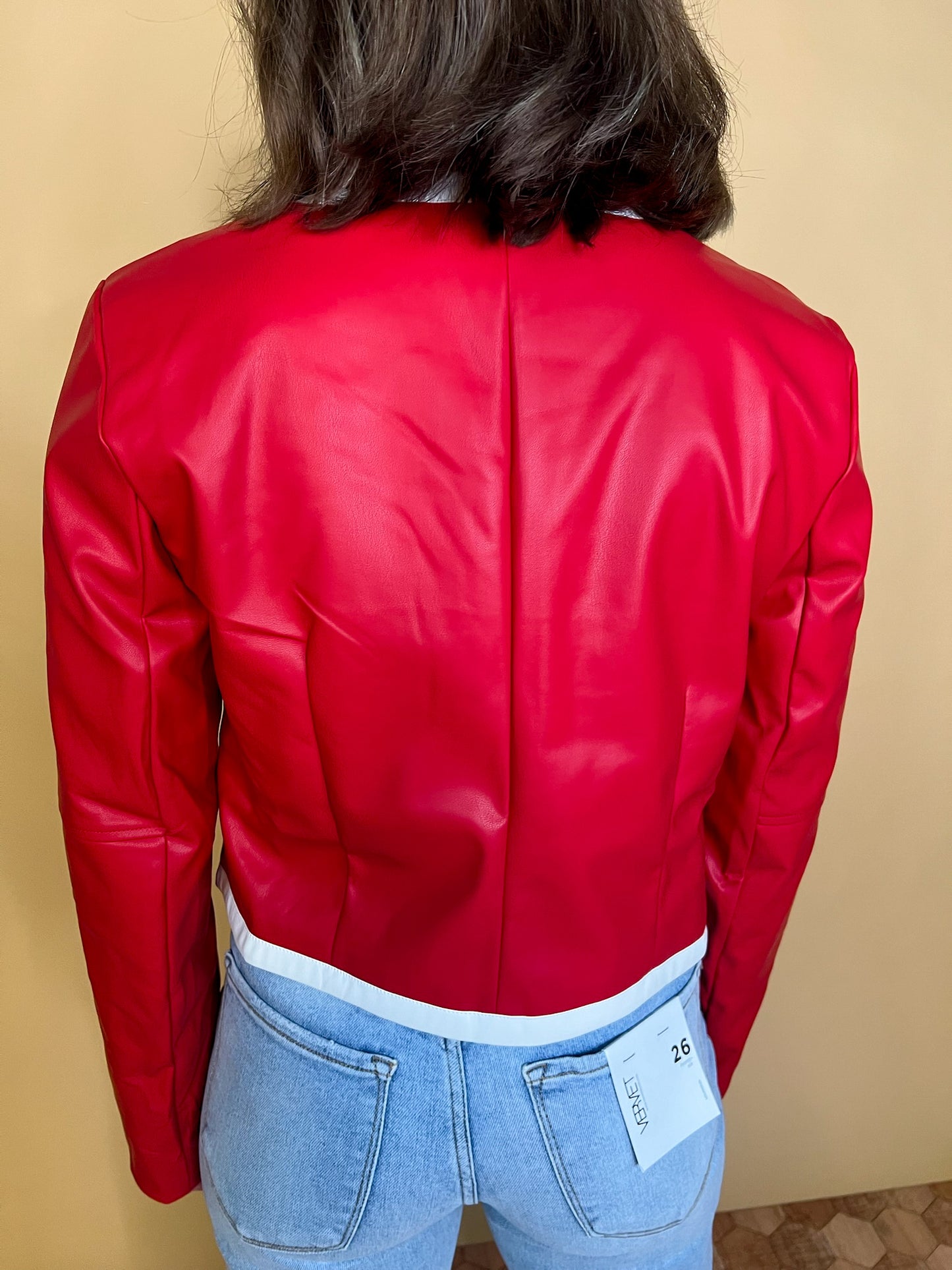 Tight End Pleather Jacket - Red - Revel Boutique