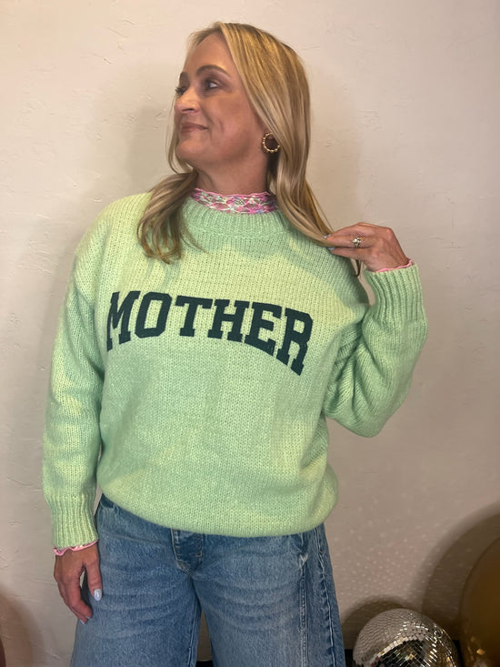 Mother Sweater - Lime/Navy