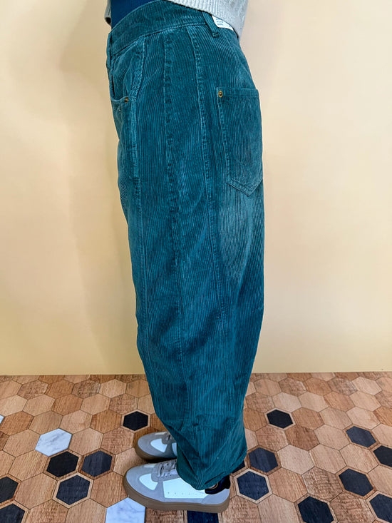 Free People: Good Luck Corded Barrel Jeans - Cypress - Revel Boutique