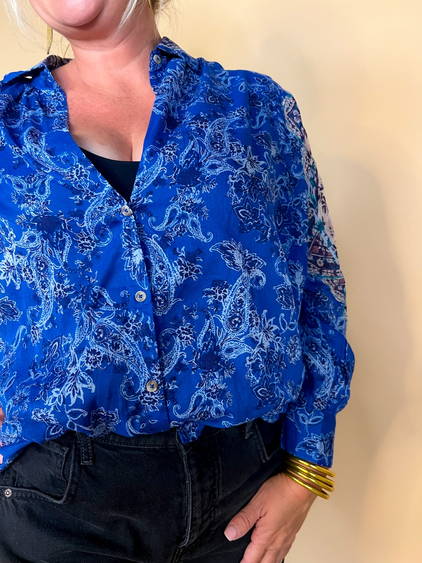 Free People: Rose Bud Blouse - Blue - Revel Boutique